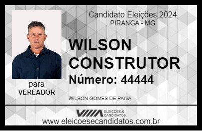 Candidato WILSON CONSTRUTOR 2024 - PIRANGA - Eleições