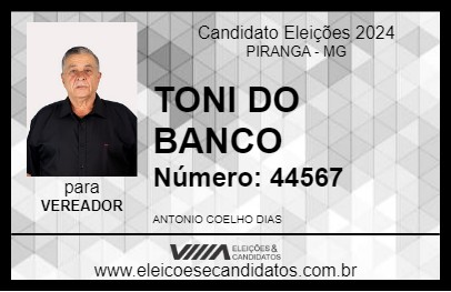 Candidato TONI DO BANCO 2024 - PIRANGA - Eleições