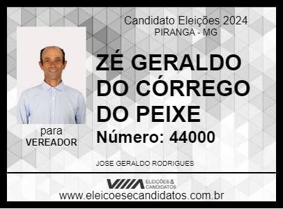 Candidato ZÉ GERALDO DO CÓRREGO DO PEIXE 2024 - PIRANGA - Eleições