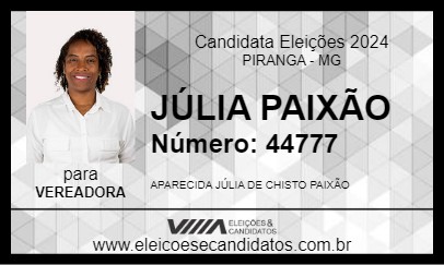 Candidato JÚLIA PAIXÃO 2024 - PIRANGA - Eleições