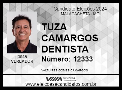 Candidato TUZA CAMARGOS DENTISTA 2024 - MALACACHETA - Eleições