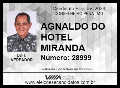 Candidato AGNALDO DO HOTEL MIRANDA 2024 - CONSELHEIRO PENA - Eleições