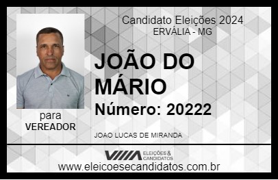 Candidato JOÃO DO MÁRIO 2024 - ERVÁLIA - Eleições