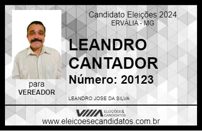 Candidato LEANDRO CANTADOR 2024 - ERVÁLIA - Eleições