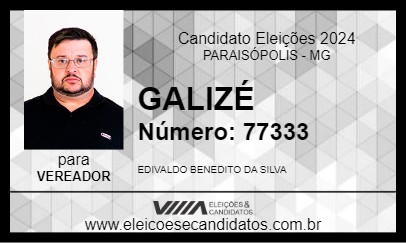 Candidato GALIZÉ 2024 - PARAISÓPOLIS - Eleições