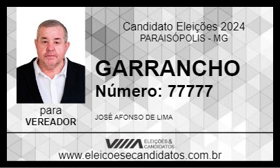 Candidato GARRANCHO 2024 - PARAISÓPOLIS - Eleições