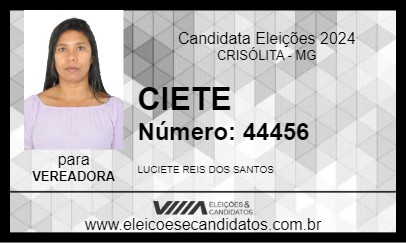 Candidato CIETE 2024 - CRISÓLITA - Eleições