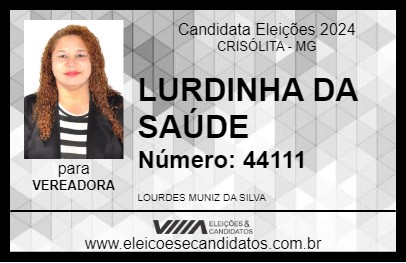 Candidato LURDINHA DA SAÚDE 2024 - CRISÓLITA - Eleições