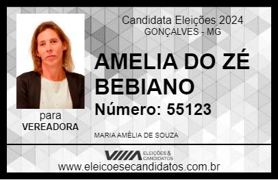 Candidato AMELIA DO ZÉ BEBIANO 2024 - GONÇALVES - Eleições