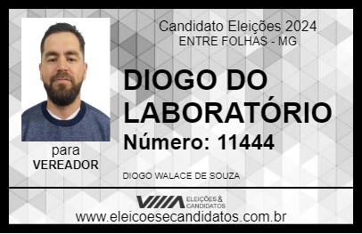 Candidato DIOGO DO LABORATÓRIO 2024 - ENTRE FOLHAS - Eleições