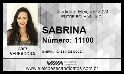 Candidato SABRINA 2024 - ENTRE FOLHAS - Eleições