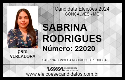 Candidato SABRINA RODRIGUES 2024 - GONÇALVES - Eleições