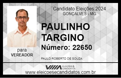 Candidato PAULINHO TARGINO 2024 - GONÇALVES - Eleições