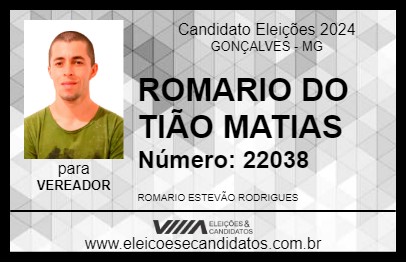 Candidato ROMARIO DO TIÃO MATIAS 2024 - GONÇALVES - Eleições