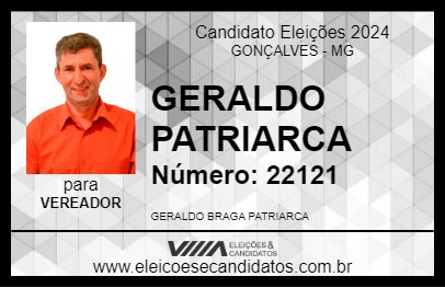 Candidato GERALDO PATRIARCA 2024 - GONÇALVES - Eleições