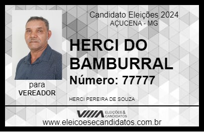 Candidato HERCI DO BAMBURRAL 2024 - AÇUCENA - Eleições