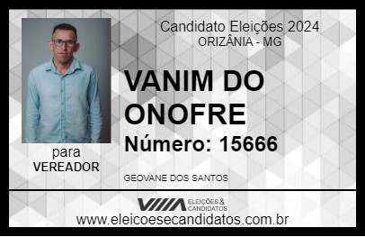 Candidato VANIM DO ONOFRE 2024 - ORIZÂNIA - Eleições