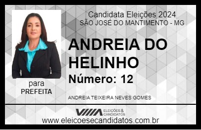 Candidato ANDREIA DO HELINHO 2024 - SÃO JOSÉ DO MANTIMENTO - Eleições