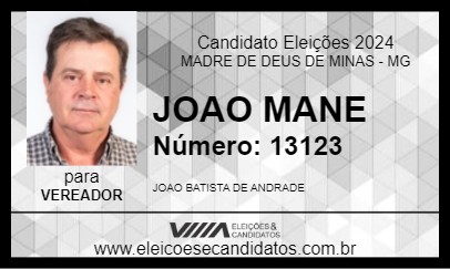 Candidato JOAO MANE 2024 - MADRE DE DEUS DE MINAS - Eleições