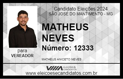 Candidato MATHEUS NEVES 2024 - SÃO JOSÉ DO MANTIMENTO - Eleições