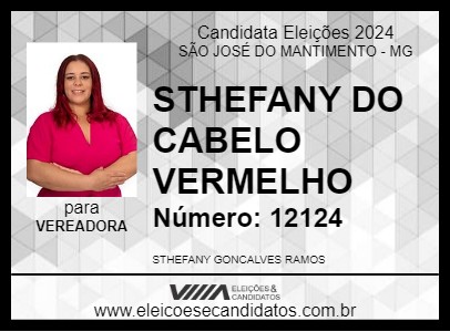 Candidato STHEFANY DO CABELO VERMELHO 2024 - SÃO JOSÉ DO MANTIMENTO - Eleições