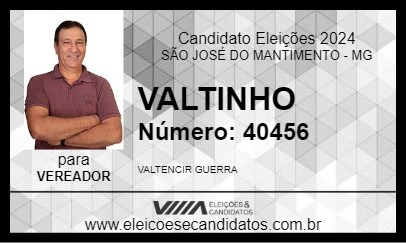 Candidato VALTINHO 2024 - SÃO JOSÉ DO MANTIMENTO - Eleições