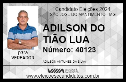 Candidato ADILSON DO TIÃO LUA 2024 - SÃO JOSÉ DO MANTIMENTO - Eleições