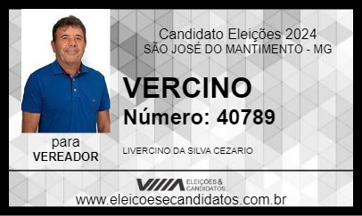 Candidato VERCINO 2024 - SÃO JOSÉ DO MANTIMENTO - Eleições