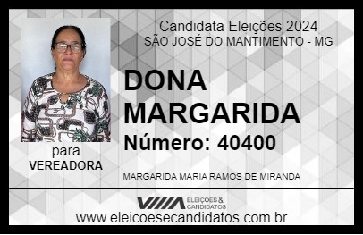 Candidato DONA MARGARIDA 2024 - SÃO JOSÉ DO MANTIMENTO - Eleições