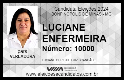 Candidato LUCIANE ENFERMEIRA 2024 - BONFINÓPOLIS DE MINAS - Eleições