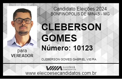 Candidato CLEBERSON GOMES 2024 - BONFINÓPOLIS DE MINAS - Eleições