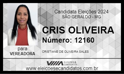 Candidato CRIS OLIVEIRA 2024 - SÃO GERALDO - Eleições