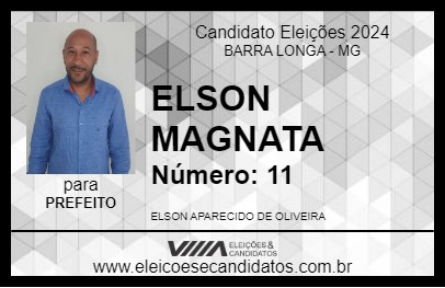 Candidato ELSON MAGNATA 2024 - BARRA LONGA - Eleições