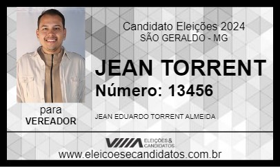 Candidato JEAN TORRENT 2024 - SÃO GERALDO - Eleições