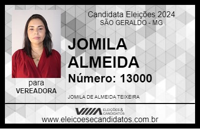 Candidato JOMILA ALMEIDA 2024 - SÃO GERALDO - Eleições