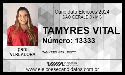 Candidato TAMYRES VITAL 2024 - SÃO GERALDO - Eleições