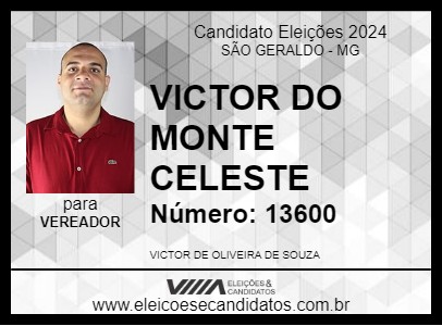 Candidato VICTOR DO MONTE CELESTE 2024 - SÃO GERALDO - Eleições