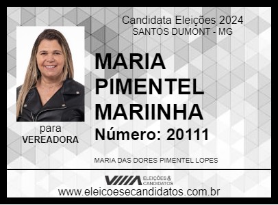 Candidato MARIA PIMENTEL  MARIINHA 2024 - SANTOS DUMONT - Eleições