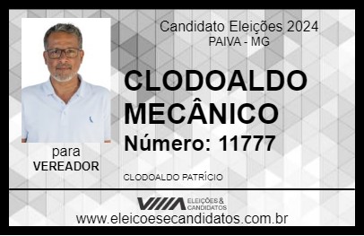 Candidato CLODOALDO MECÂNICO 2024 - PAIVA - Eleições