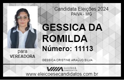 Candidato GESSICA DA ROMILDA 2024 - PAIVA - Eleições