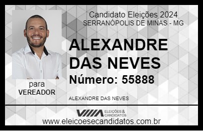 Candidato ALEXANDRE DAS NEVES 2024 - SERRANÓPOLIS DE MINAS - Eleições