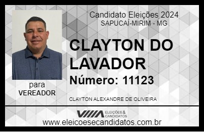 Candidato CLAYTON DO LAVADOR 2024 - SAPUCAÍ-MIRIM - Eleições