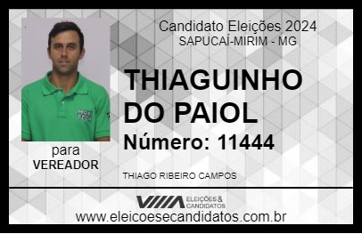 Candidato THIAGUINHO DO PAIOL 2024 - SAPUCAÍ-MIRIM - Eleições