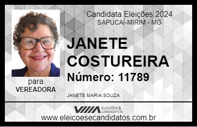 Candidato JANETE COSTUREIRA 2024 - SAPUCAÍ-MIRIM - Eleições