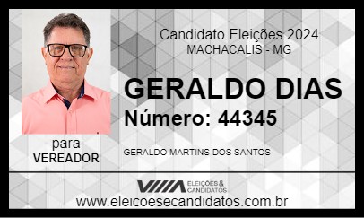 Candidato GERALDO DIAS 2024 - MACHACALIS - Eleições