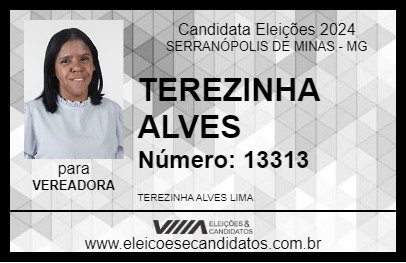 Candidato TEREZINHA ALVES 2024 - SERRANÓPOLIS DE MINAS - Eleições