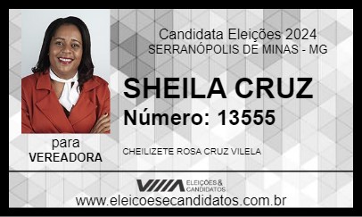 Candidato SHEILA CRUZ 2024 - SERRANÓPOLIS DE MINAS - Eleições