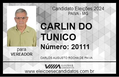 Candidato CARLIN DO TUNICO 2024 - PAIVA - Eleições