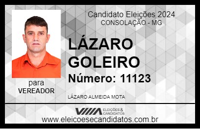 Candidato LÁZARO GOLEIRO 2024 - CONSOLAÇÃO - Eleições