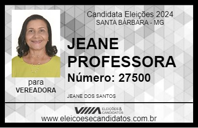 Candidato JEANE PROFESSORA 2024 - SANTA BÁRBARA - Eleições